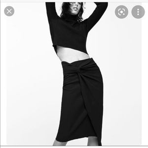 Zara Modern Black Knot Draped Pencil Skirt